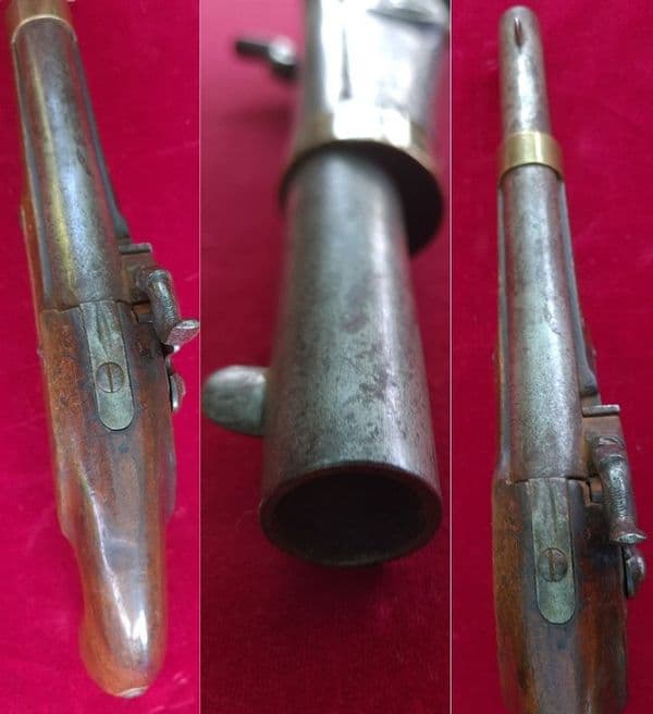 A scarce Danish or German military percussion pistol converted from Flintlock. Circa 1845. Ref 2337